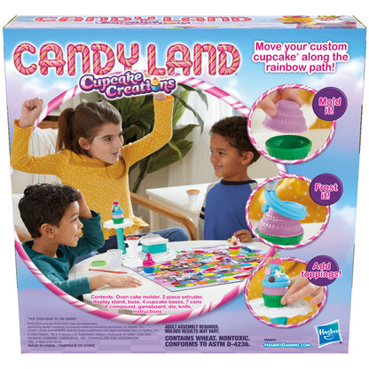 Hasbro Gaming Candy Land Cupcake Creations, Kids Board Game with 7 Play-Doh Cans and Tools