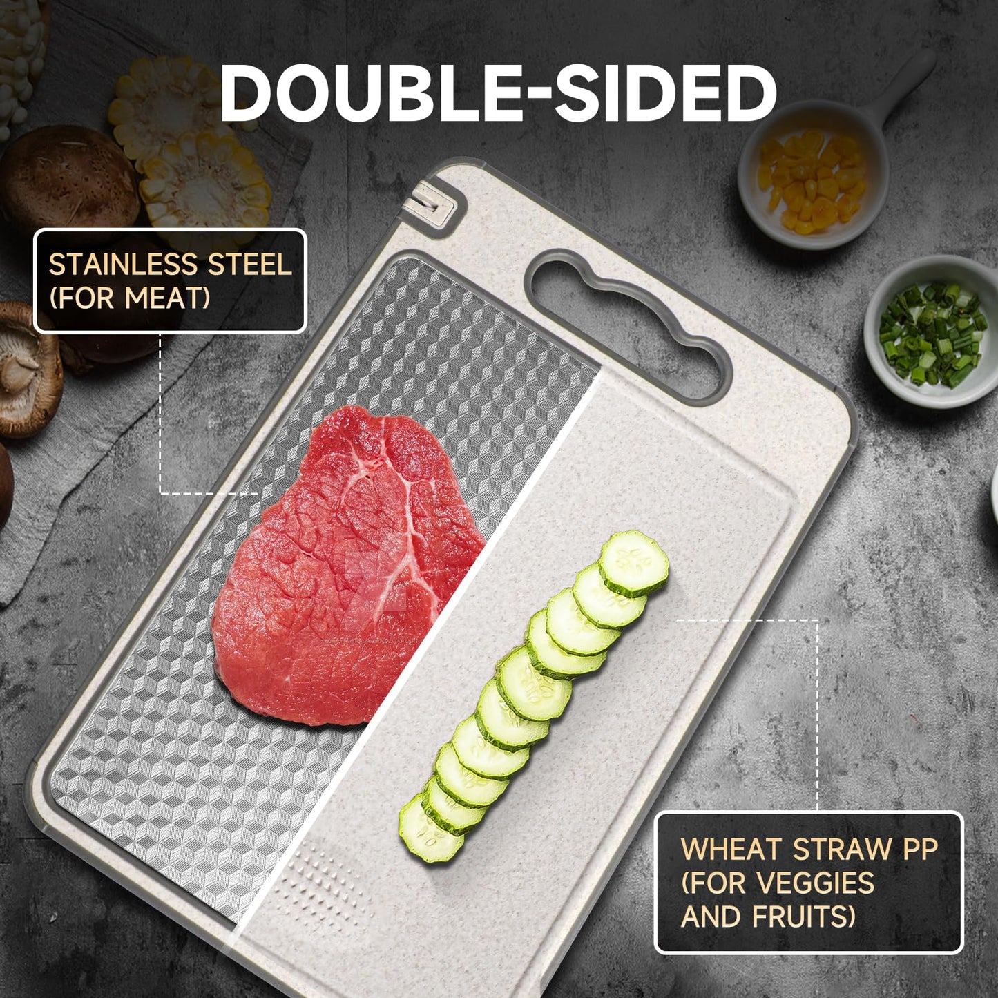 Stainless Steel Non-Slip Cutting Board 15"x10"