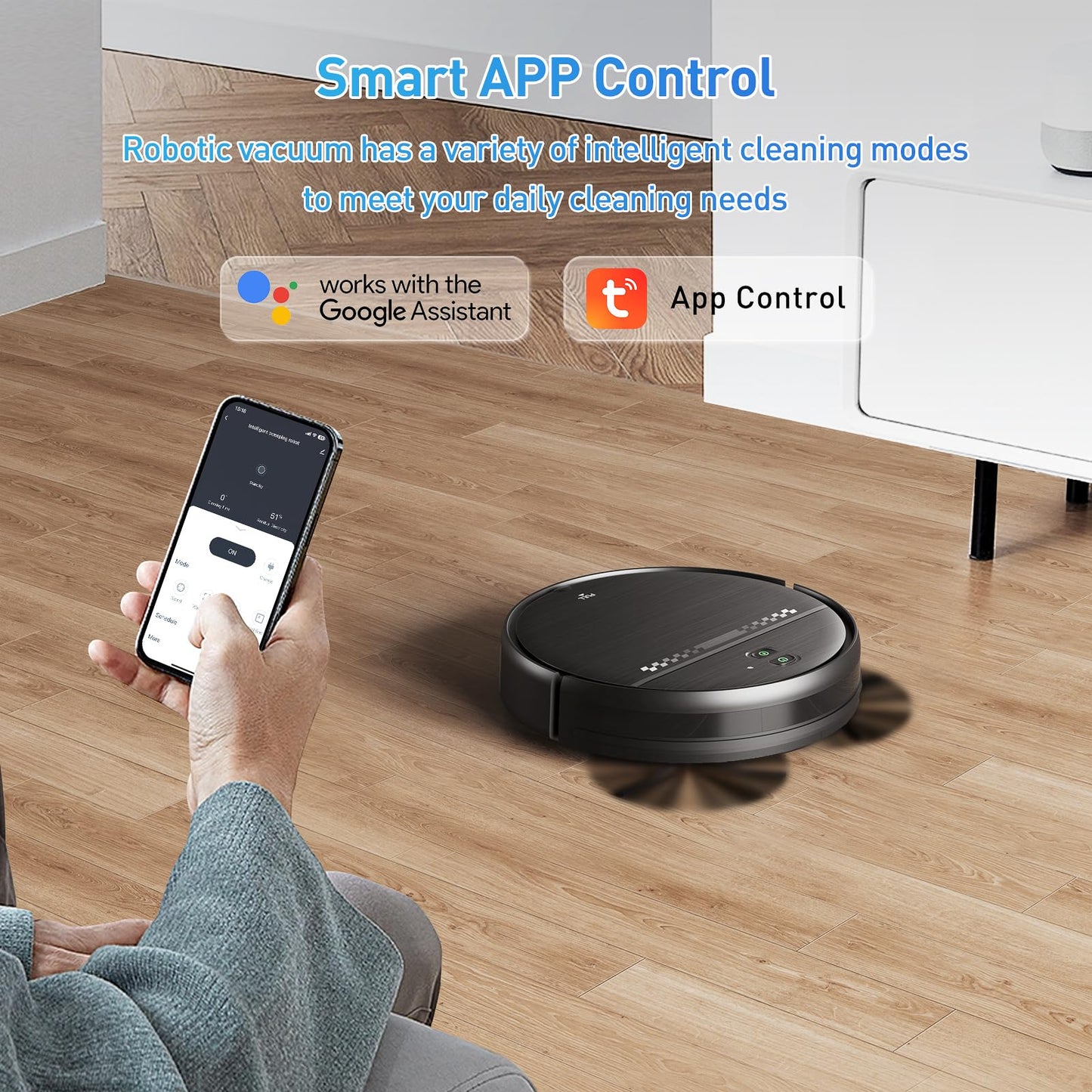 MANVN Robot Vacuum and Mop Combo, Robot Vacuum with Wi-Fi/APP, Self-Charging Robot Vacuum and Mop Ultra Slim Quiet, Ideal for Hard Floor, Pet Hair and Daily Cleaning