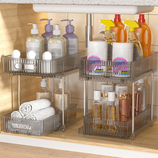 2-Tier Under Sink Organizer with Movable Dividers