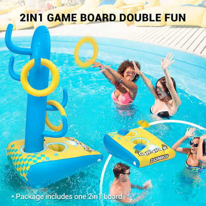 2in1 Cornhole Set with 6 Bean Bags & 6 Ring Toss Games Inflatable Pool Toys