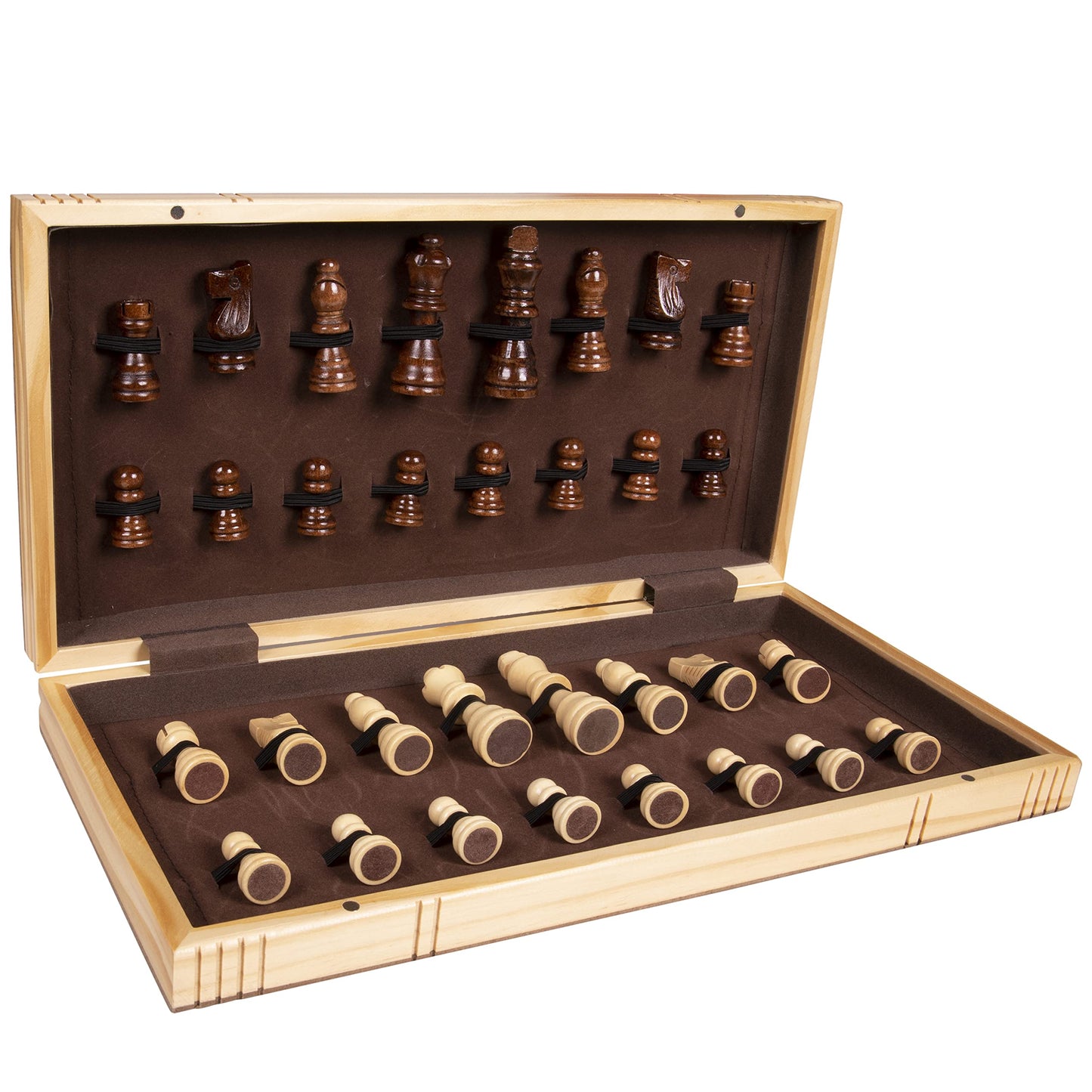 Premium Wooden Chess Set - 15.5'' Magnetic Portable Board Game with Wooden Storage Box - Compact & Folding - Classic Travel Chess for Kids & Adults