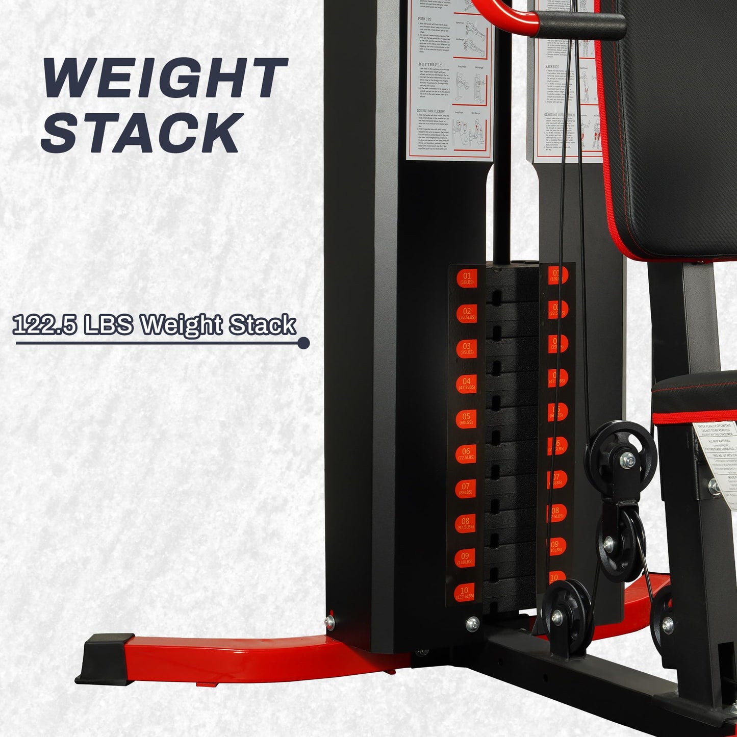 Fitvids Multifunctional Home Gym Equipment with 122.5 lbs Weight Stack