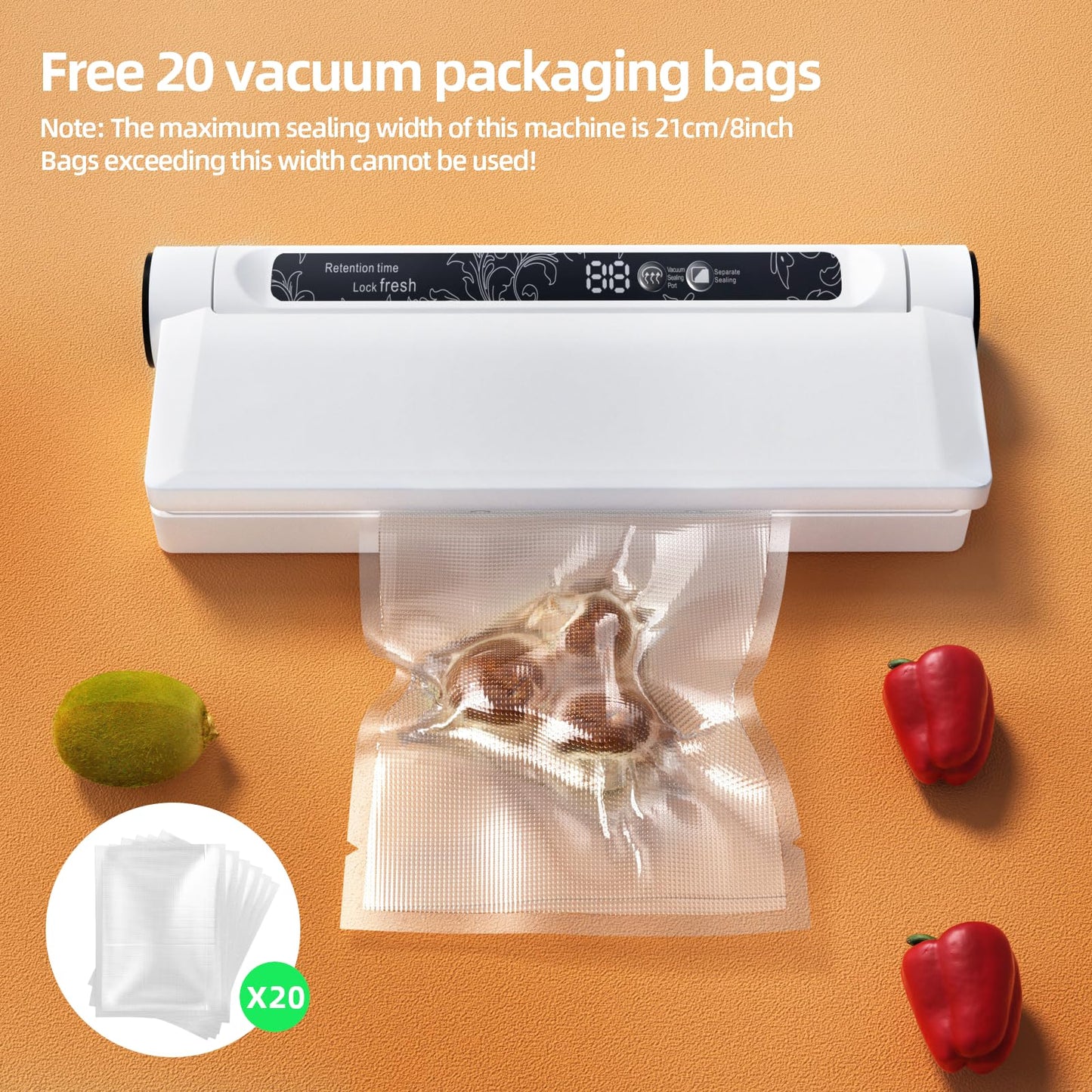 Vacuum Sealer with 20 Bags, Dual Use