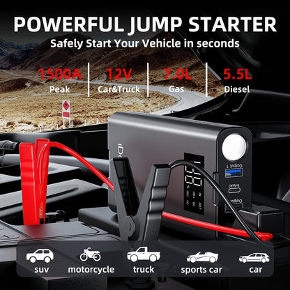 IDEAPLAY 1500A Portable Car Battery Jump Starter