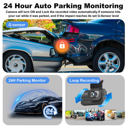 4K Dash Cam Front and Rear with Night Vision
