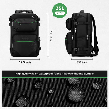 35L Waterproof Travel Backpack with Shoe Compartment