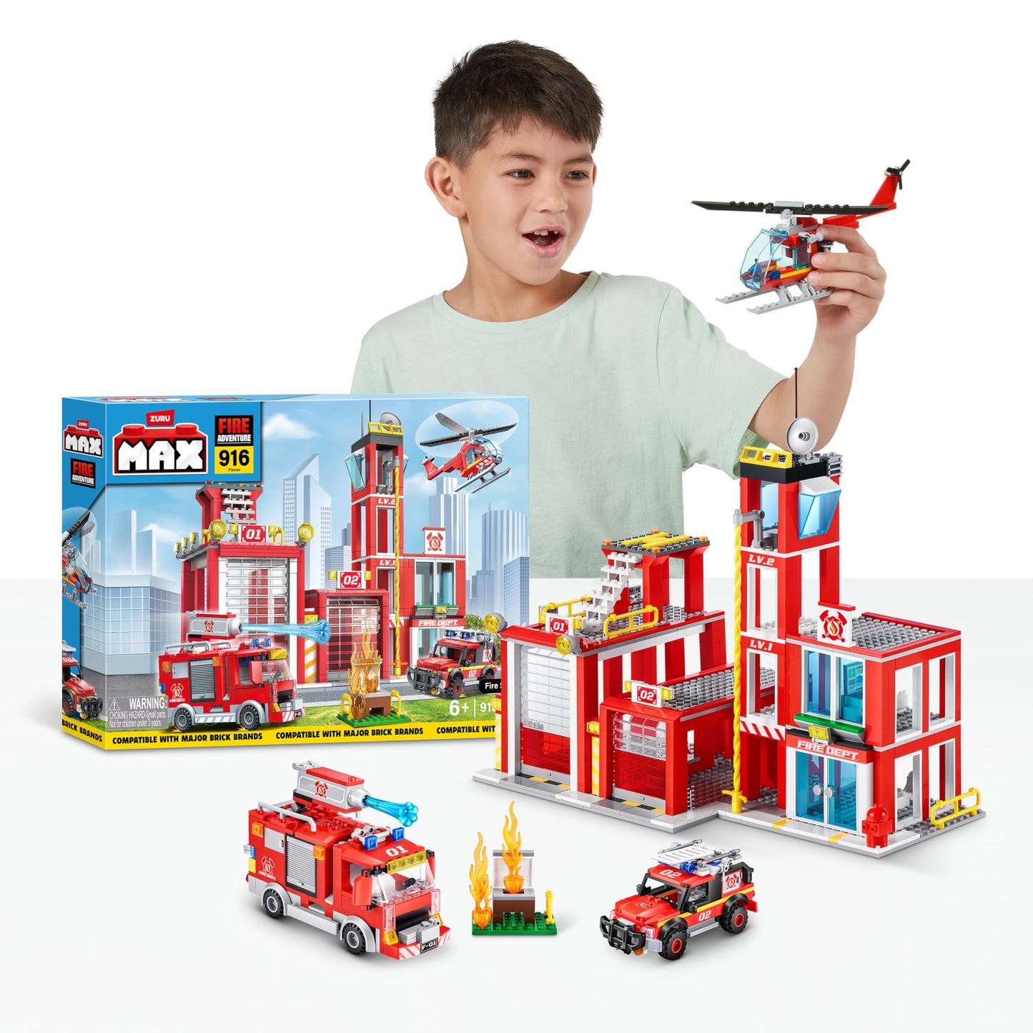 ZURU MAX Adventure Fire Rescue Playset 916 Pieces