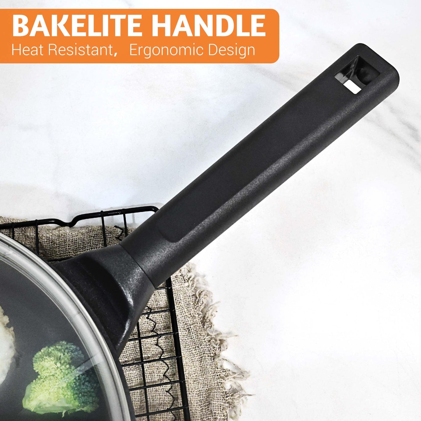 Wodillo Deep Frying Pan with Lid, Nonstick Saute Pan 10inch 2Pcs Kitchen Cookware Sets, Skillet Induction Compatible With Nonstick Marble Coating, 100% APEO&PFOA-Free