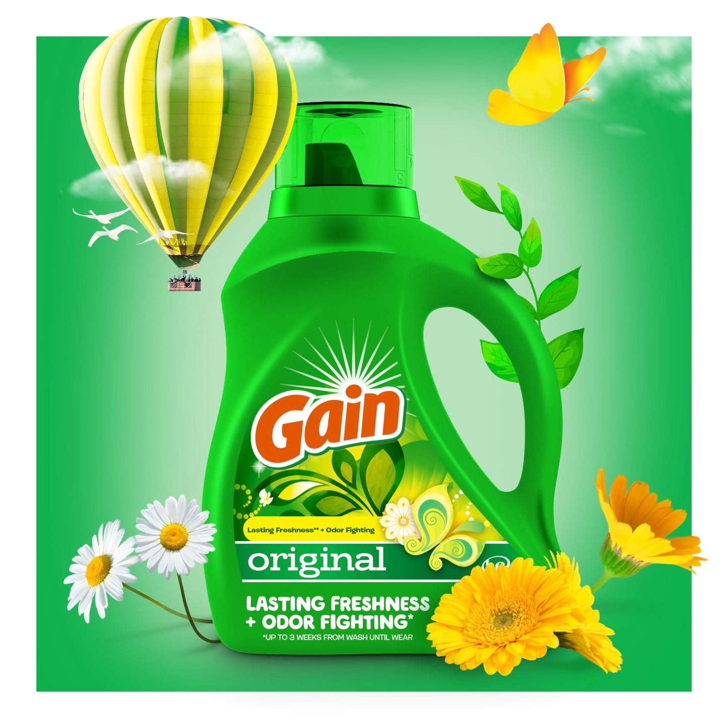 61 Loads Gain Liquid Laundry Detergent, Original Scent, 88 fl oz