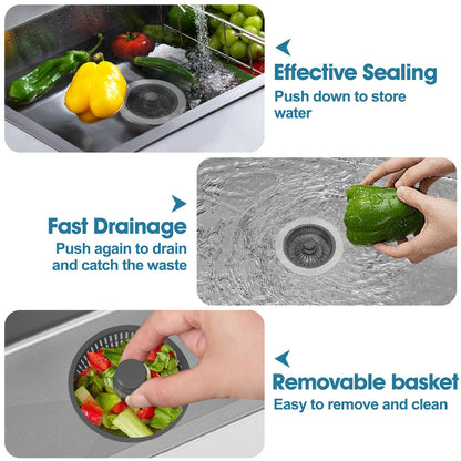 2 Pack Kitchen Sink Strainer Stopper Basket