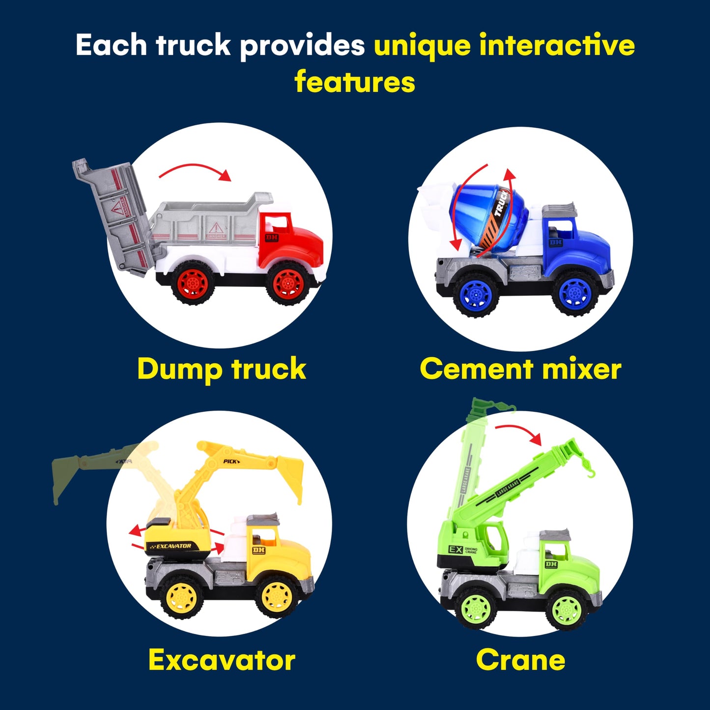 Kidzlane Toddler Dump Truck Toy Set - 4-Pack