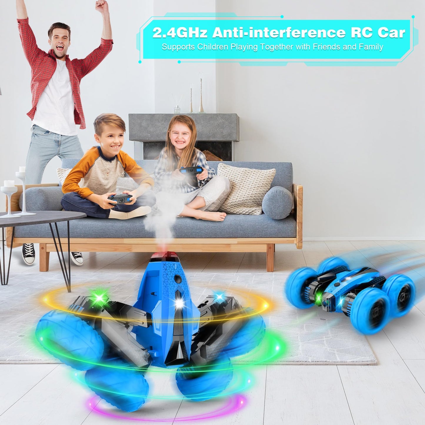 SUPIREO 4WD Stunt RC Car with Headlights