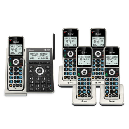 AT&T BL3107-5 5-Handset DECT 6.0 Cordless Home Phone with Bluetooth, Answering System, Smart Call Blocker, Extended Range,2" Backlit Screen, Lighted Keypad with Big Buttons, Caller ID & Call logs