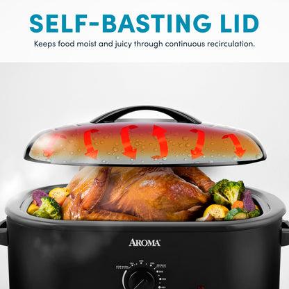 AROMA 18Qt Roaster Oven with Self-Basting Lid
