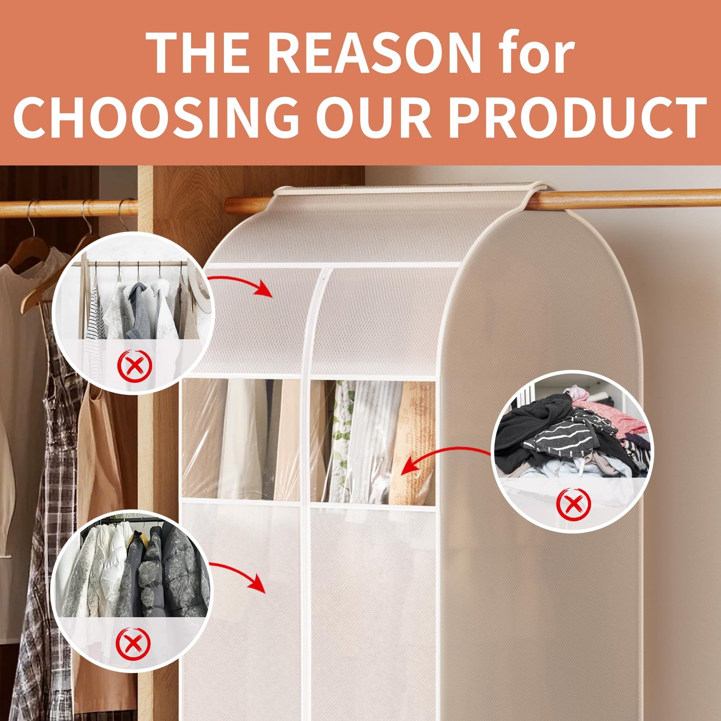 2 Pack Clear Garment Bags for Hanging Clothes
