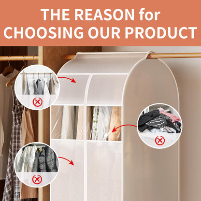 2 Pack Clear Garment Bags for Hanging Clothes