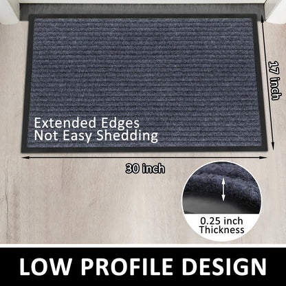 Non-Slip Grey Front Doormat for Indoor/Outdoor