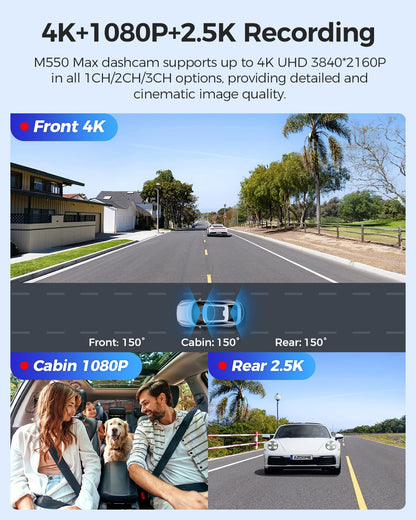 AZDOME 4K Triple Channel Dash Cam with WiFi