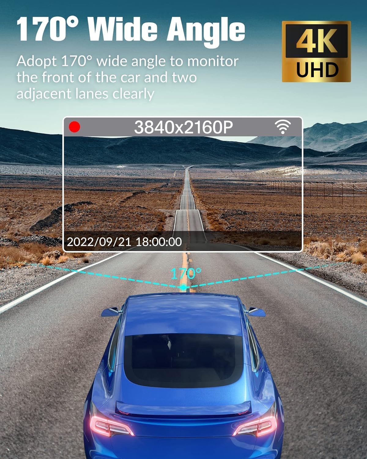 3 Channel 4K Dash Cam, Dash Cam Front and Rear Inside, Dash Camera for Cars, Triple Car Camera, Three Way Dashcam with 32GB Card,Built-in G-Sensor, 24Hr Parking,WDR,Loop Recording