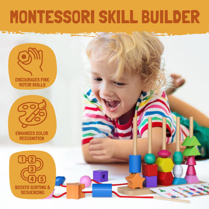 Montessori Wooden Bead Toy for Toddlers