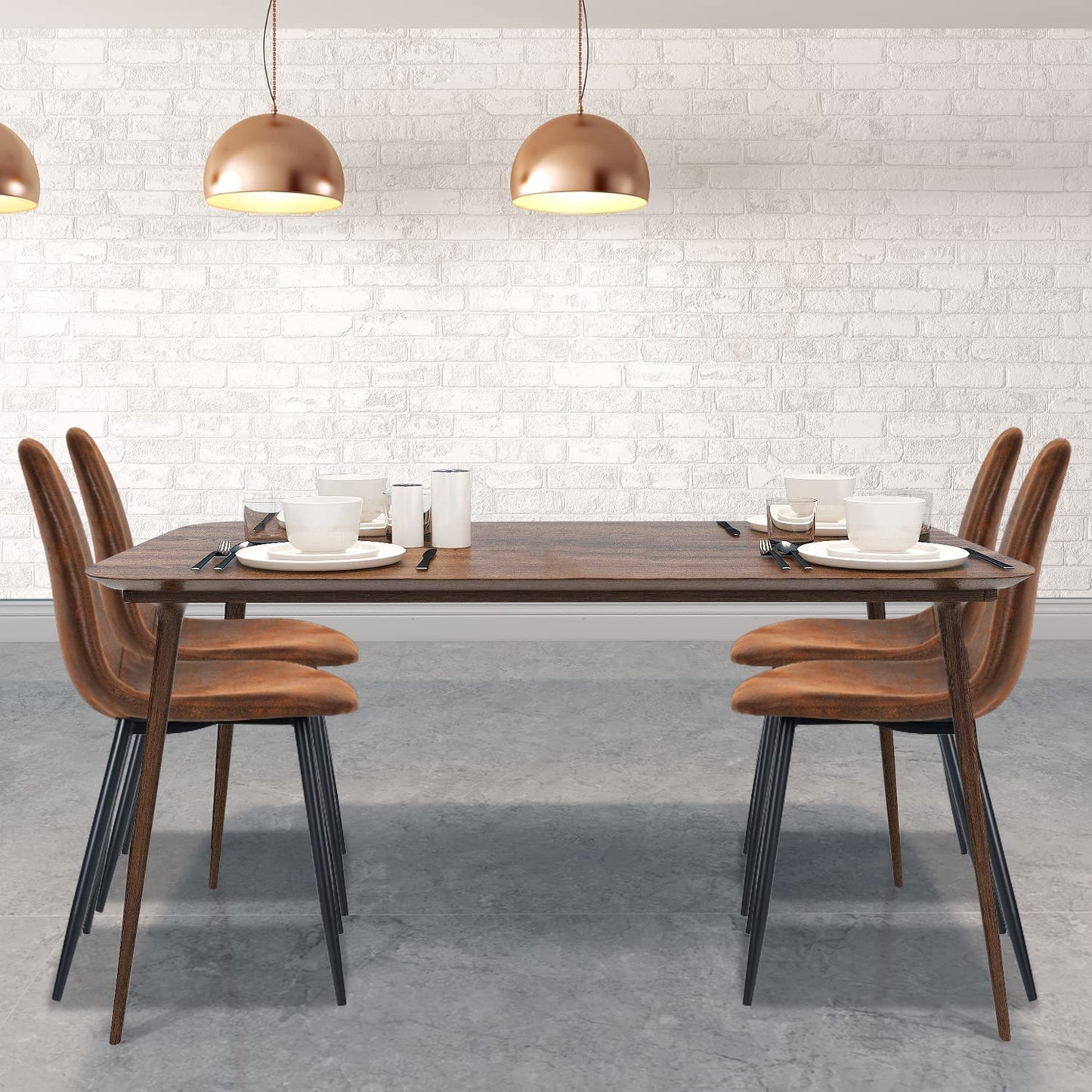 Modern Brown Suede Dining Chairs Set of 4