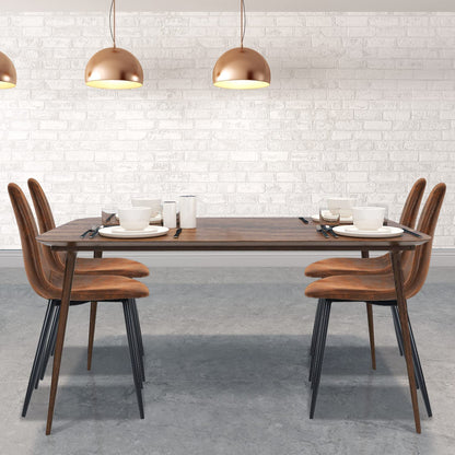 Modern Brown Suede Dining Chairs Set of 4