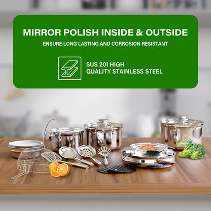 18-Piece Stainless Steel Cookware Set with Utensils