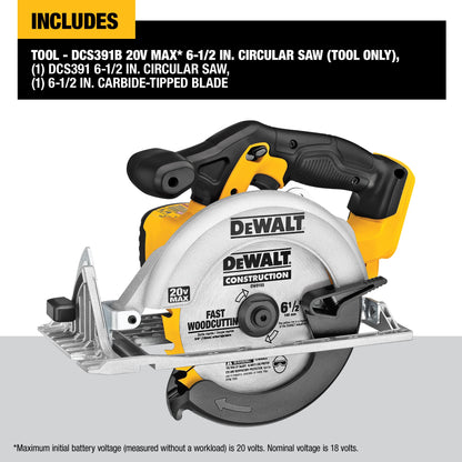 DEWALT 20V MAX Circular Saw with 6-1/2-Inch Blade