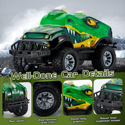 JOYBLI Dinosaur-Shaped Off-Road Vehicle Remote Control Cool Off-Road Vehicle Truck, 2.4GHz RC Car with LED Lights, 1:20Scale, RC Truck, Remote Control car from a Long Distance.Gifts for Boys (Green)