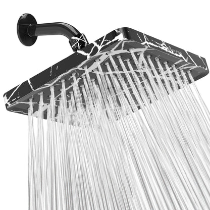 SparkPod Shower Head - High Pressure Rain - Premium Quality Luxury Design - 1-Min Install - Easy Clean Adjustable Replacement for Your Bathroom Shower Heads (8" Square, Black Marble)