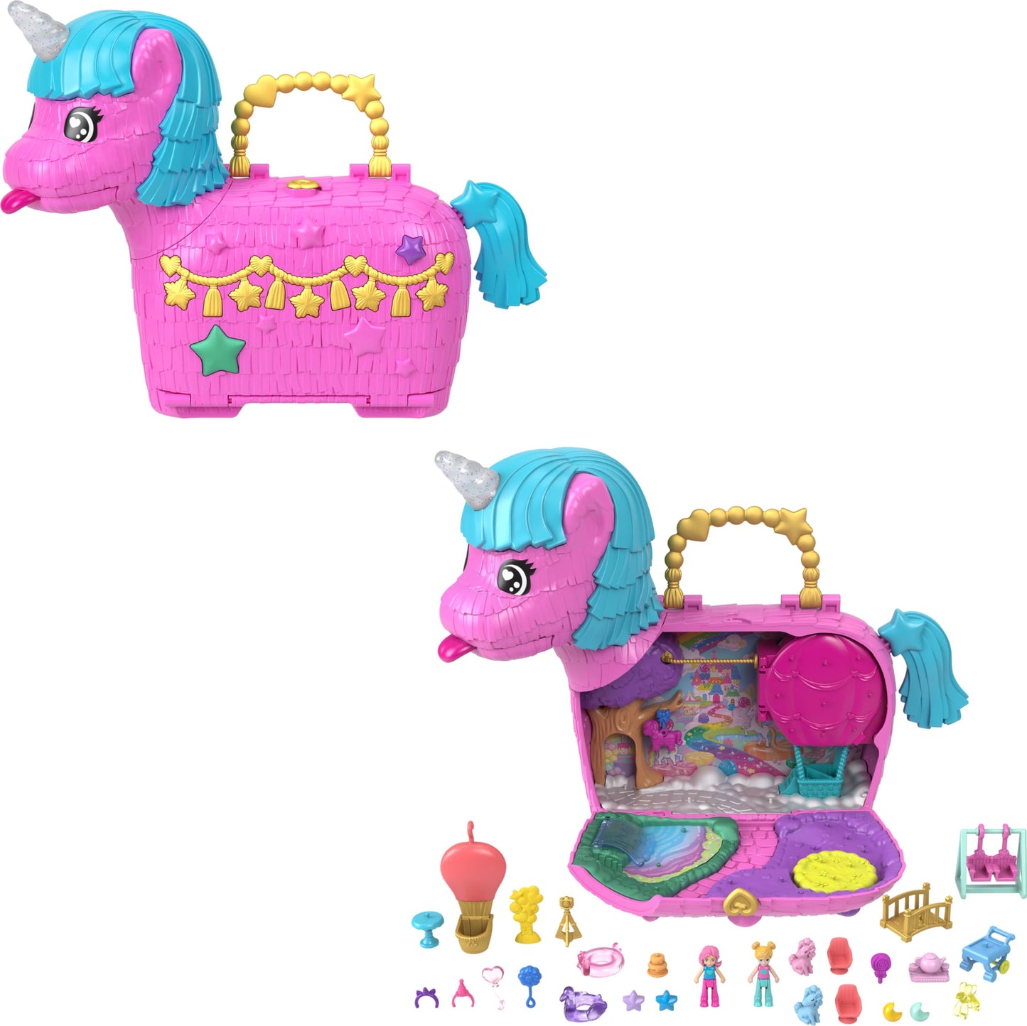 Polly Pocket Unicorn Partyland Playset with Pets