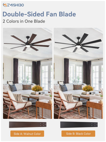 ZMISHIBO 72" Ceiling Fan with Lights & Remote