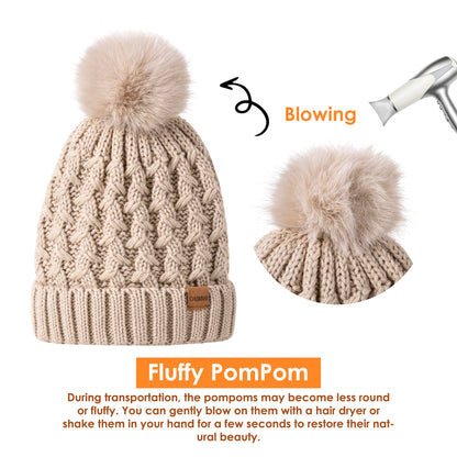 Women’s Winter Beanie Scarf Gloves Set Beige