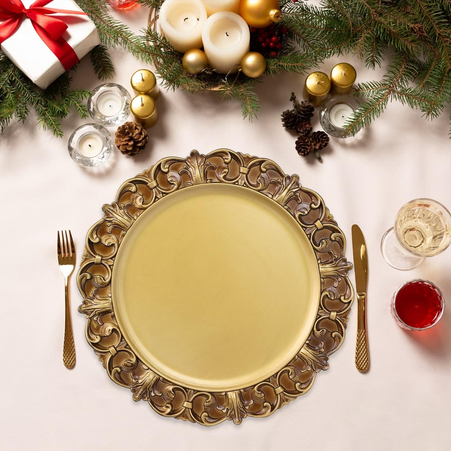 Set of 6 Decorative Charger Plates for Events