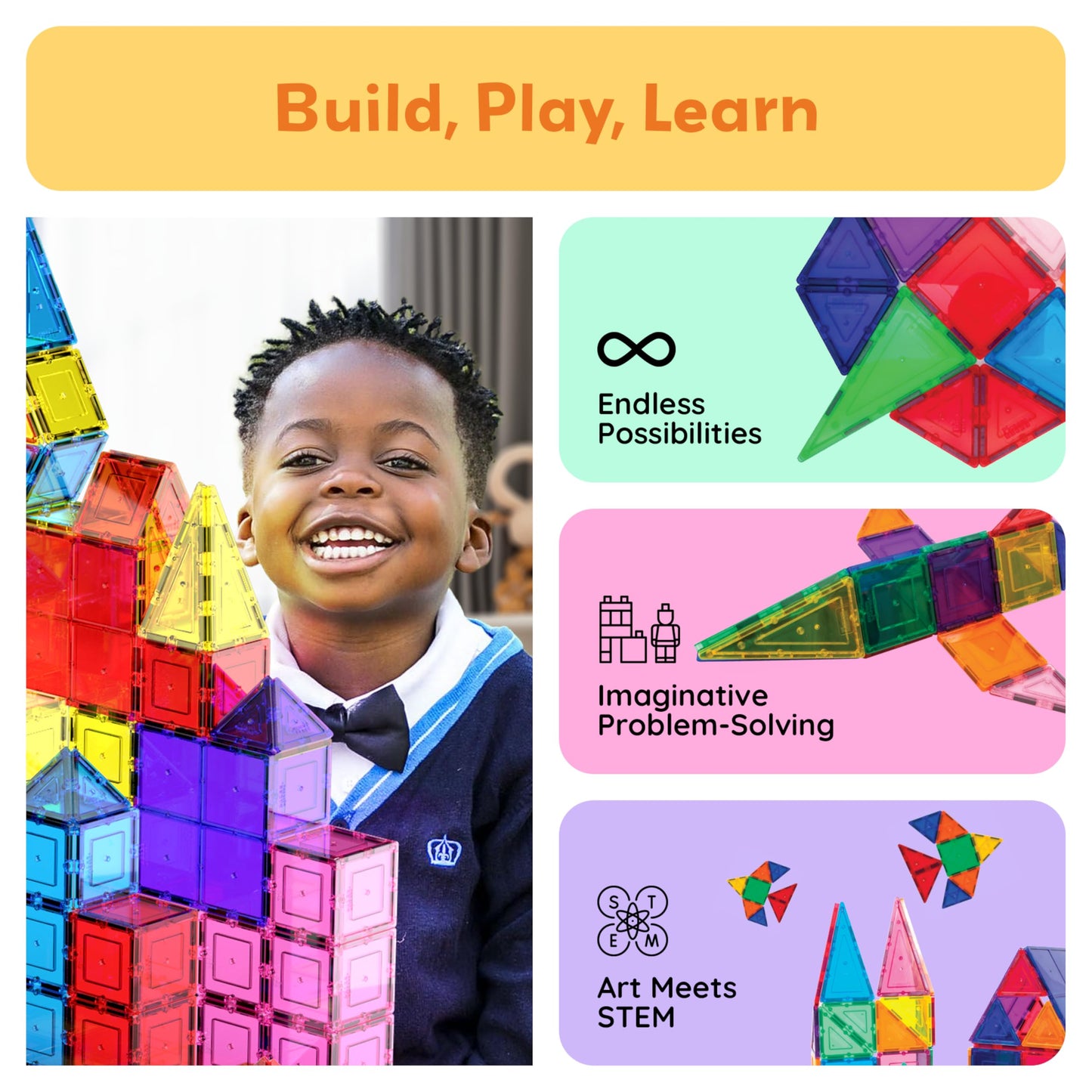 PicassoTiles 100-Piece Clear Magnetic Building Set