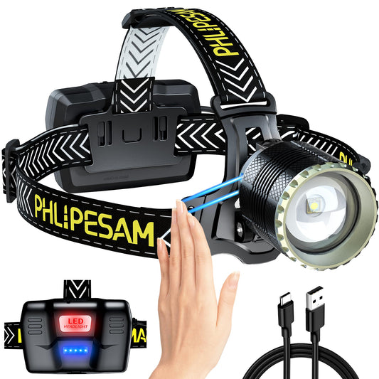 150000LM PHLIPESAM Rechargeable LED Headlamp