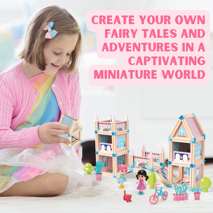 342-Piece 3D Princess Castle Villa Doll House Building Toy Set - STEM Montessori DIY Building Blocks Toys - Dollhouse for Girls Age 5 6 7 8 Year Old, LED Lights, ABS Plastic, Creative Kids Gift