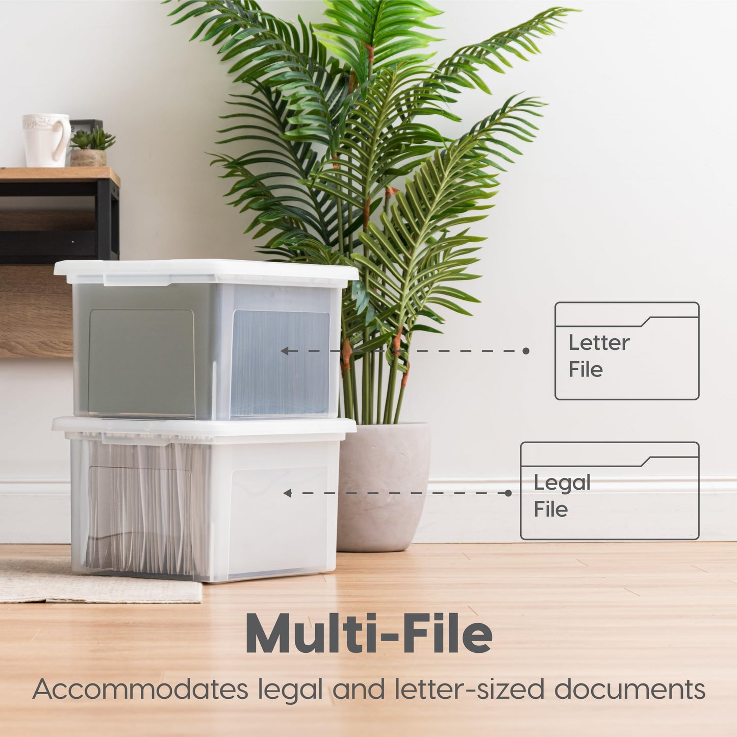IRIS 4-Pack Plastic File Box Organizer