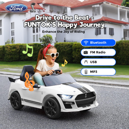 FUNTOK 12V Ford Mustang Ride On Car for Kids