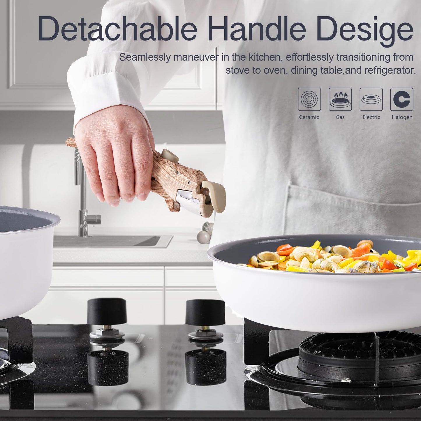 Nonstick Ceramic Cookware Set - 18 PCS