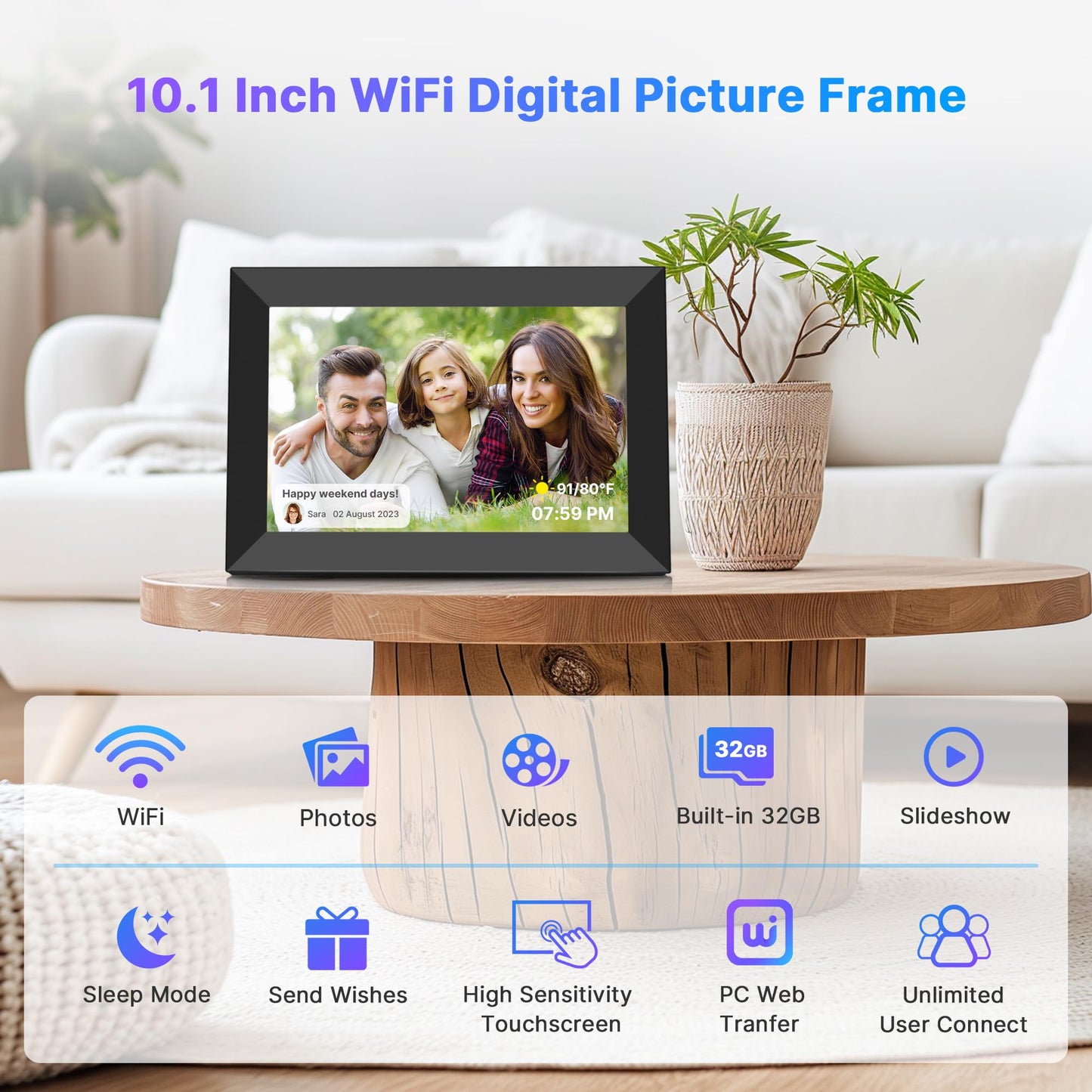 MaxAngel 10.1" WiFi Digital Photo Frame