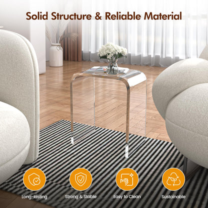 Clear Acrylic End Table with Waterfall Edges