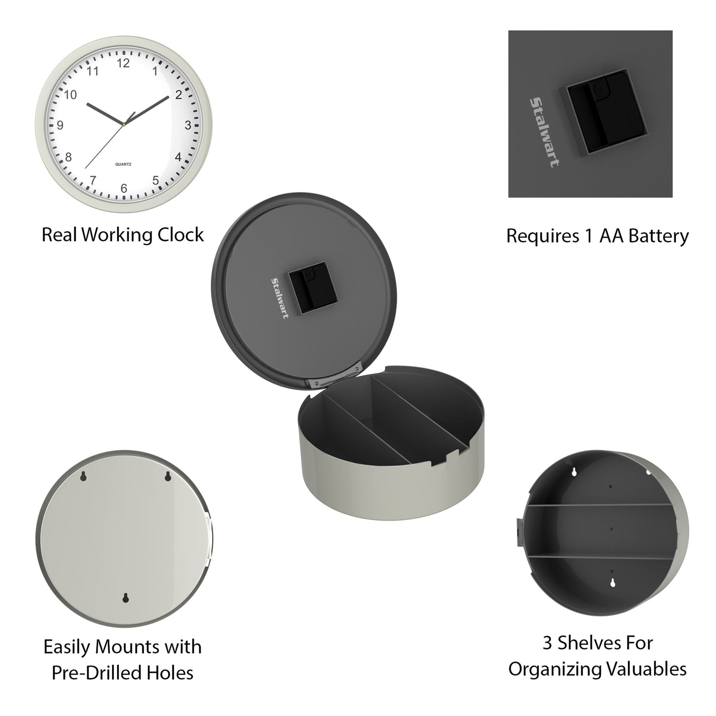 10-Inch Analog Clock with Hidden Safe