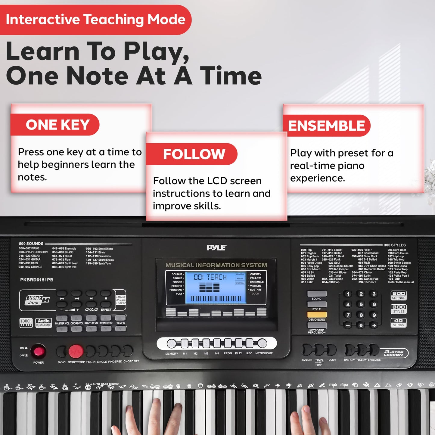 Pyle Portable 61-Key Digital Karaoke Piano With Case Stand And Stool