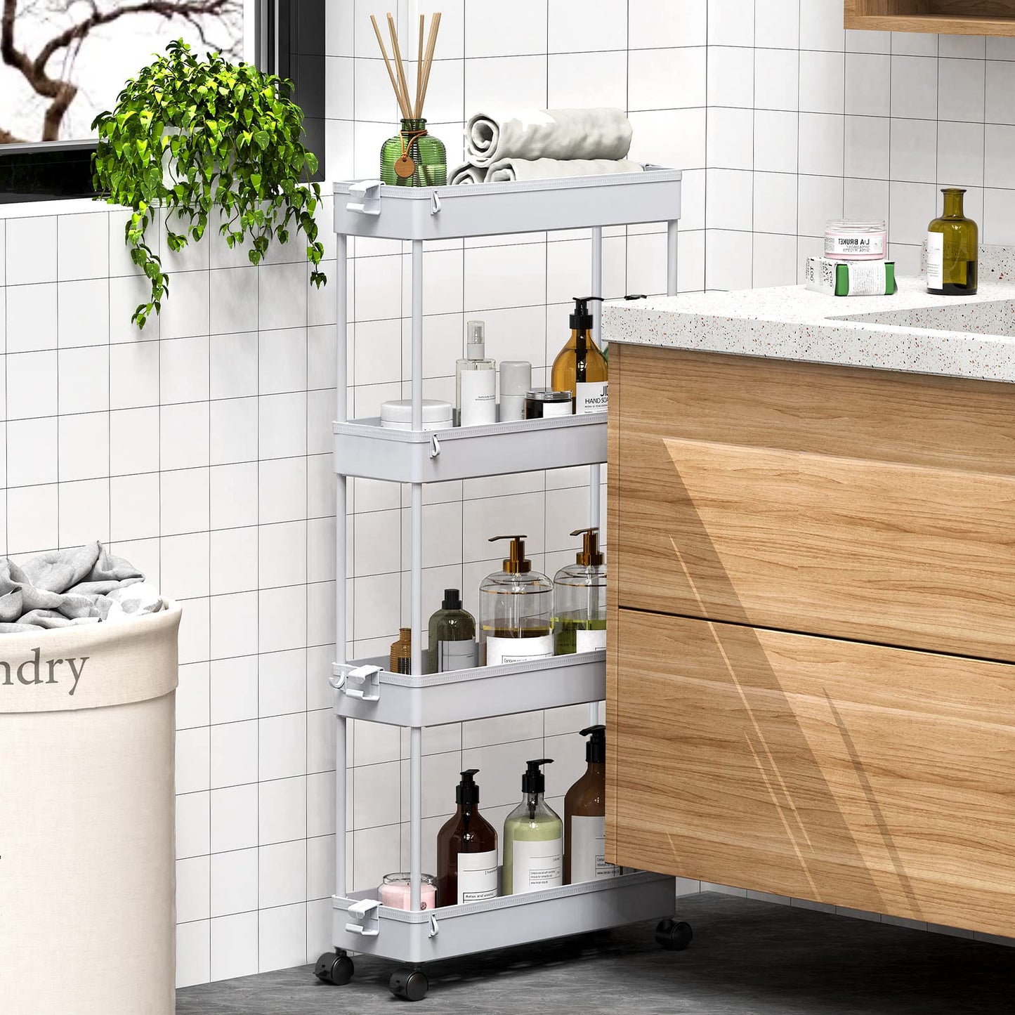 4-Tier Rolling Storage Cart by SPACEKEEPER