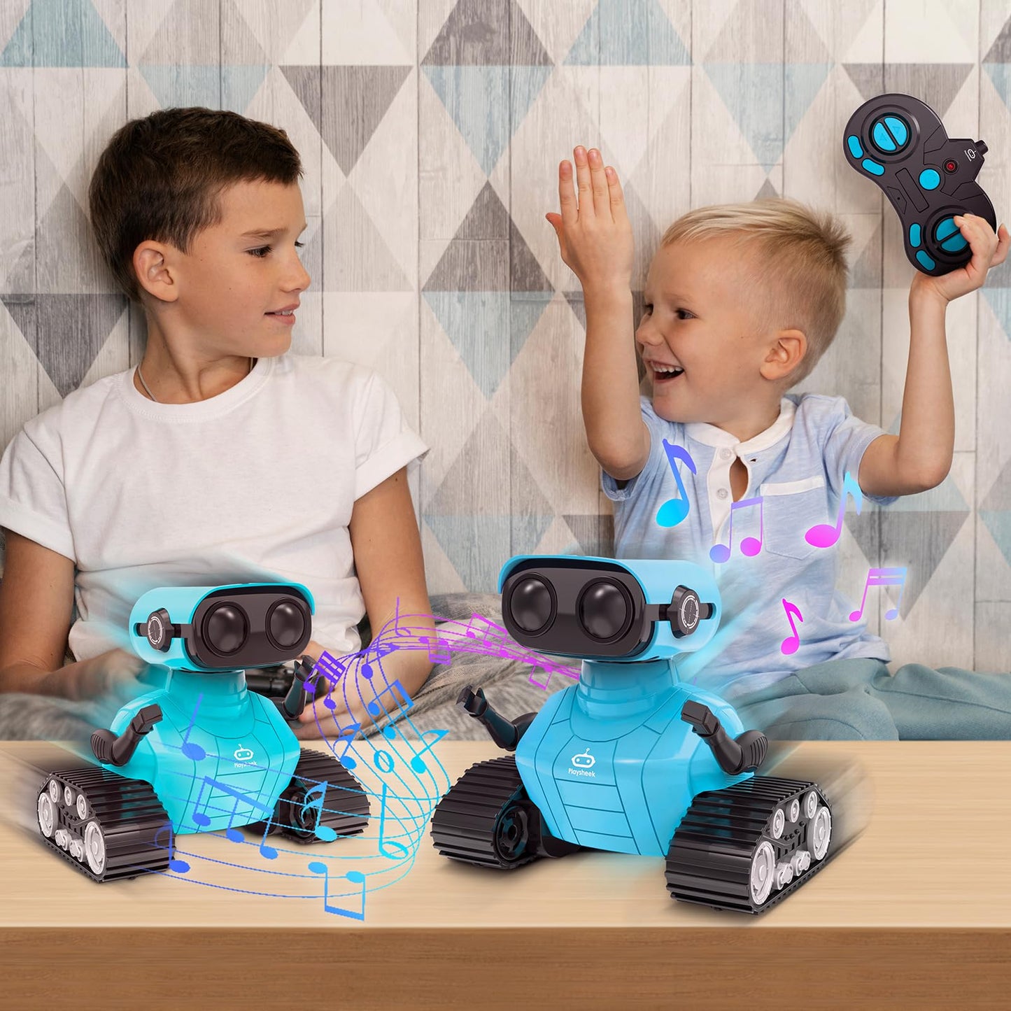 Playsheek Robot Toys Remote Control Robot Toy Rechargeable Emo Robot with Auto-Demonstration Kids Robot RC Robot for Kids Smart Robot Gift for Children Age 3 Years and Up Blue