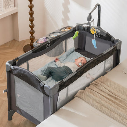 RONBEI 4-in-1 Portable Baby Crib Playard
