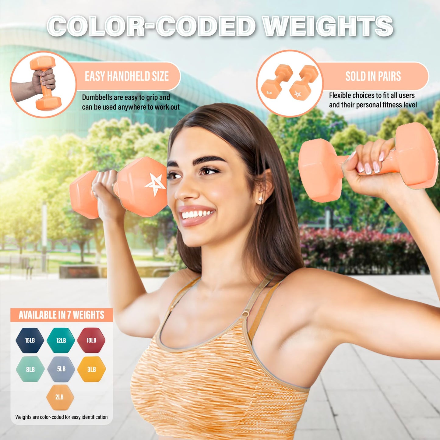 Yes4All 10 lbs Vinyl Coated Dumbbell Pair