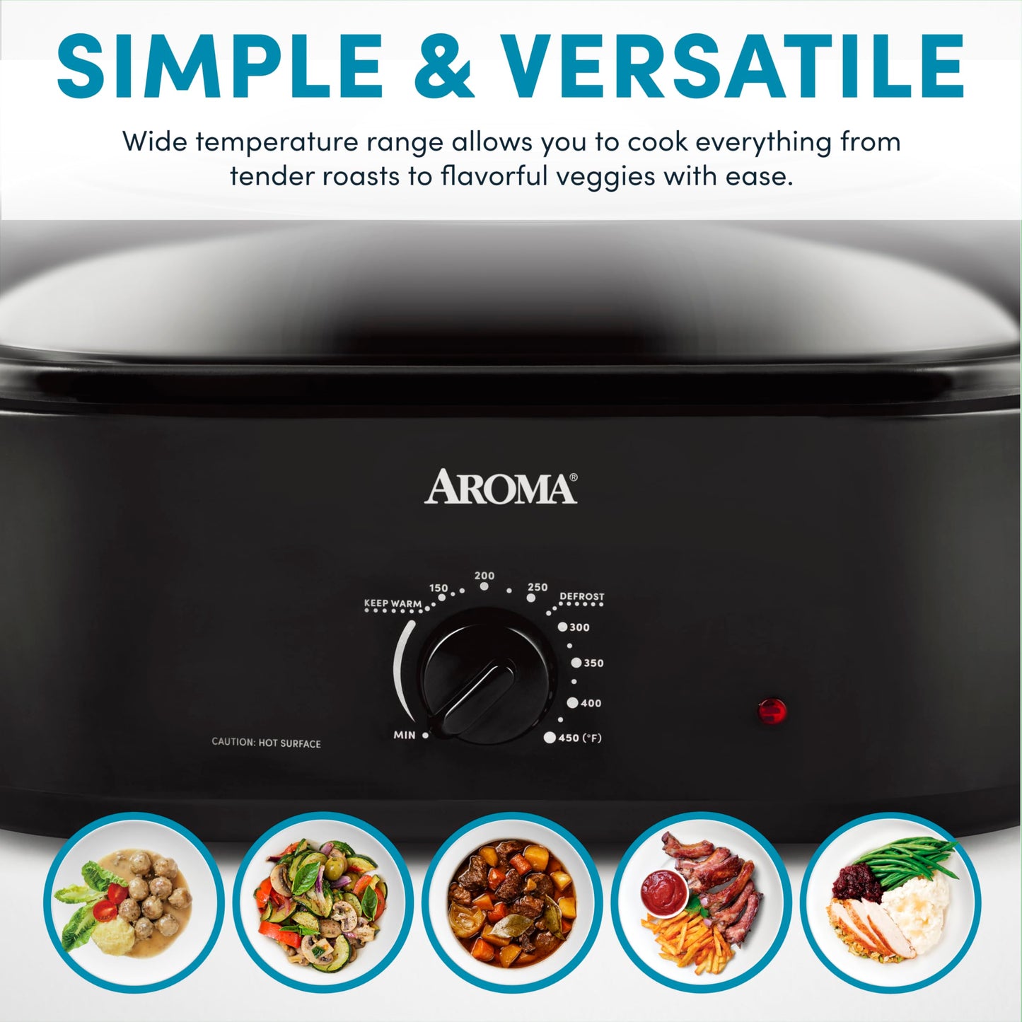 AROMA 18Qt Roaster Oven with Self-Basting Lid